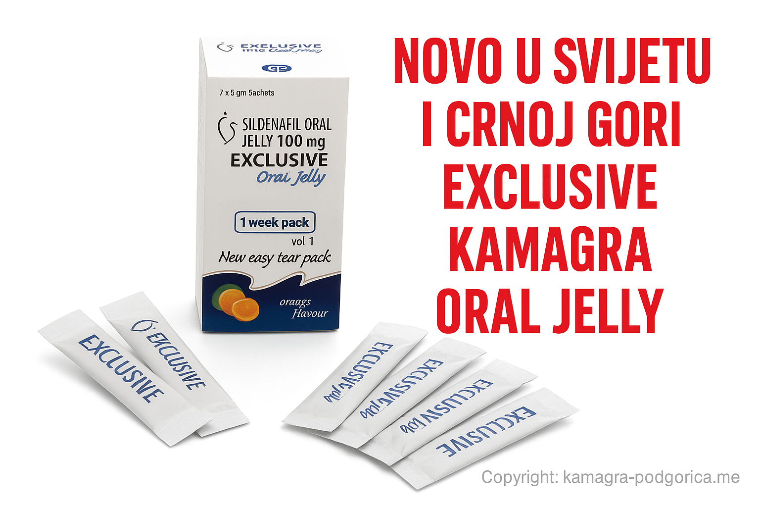 Kamagra Gel Oral Jelly 100mg Exclusive – Gel za Potenciju (7 kesica) Podgorica Crna Gora